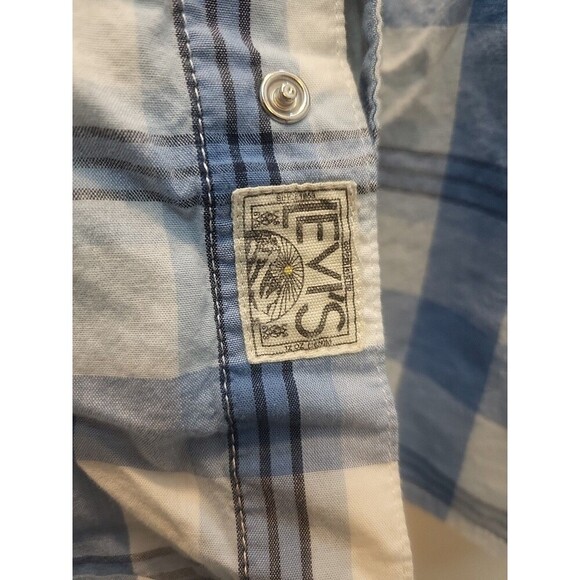 Vintage Levis Strauss Shirt Mens L Pearl Snap Western Rodeo Cowboy Plaid 80s - Picture 5 of 9